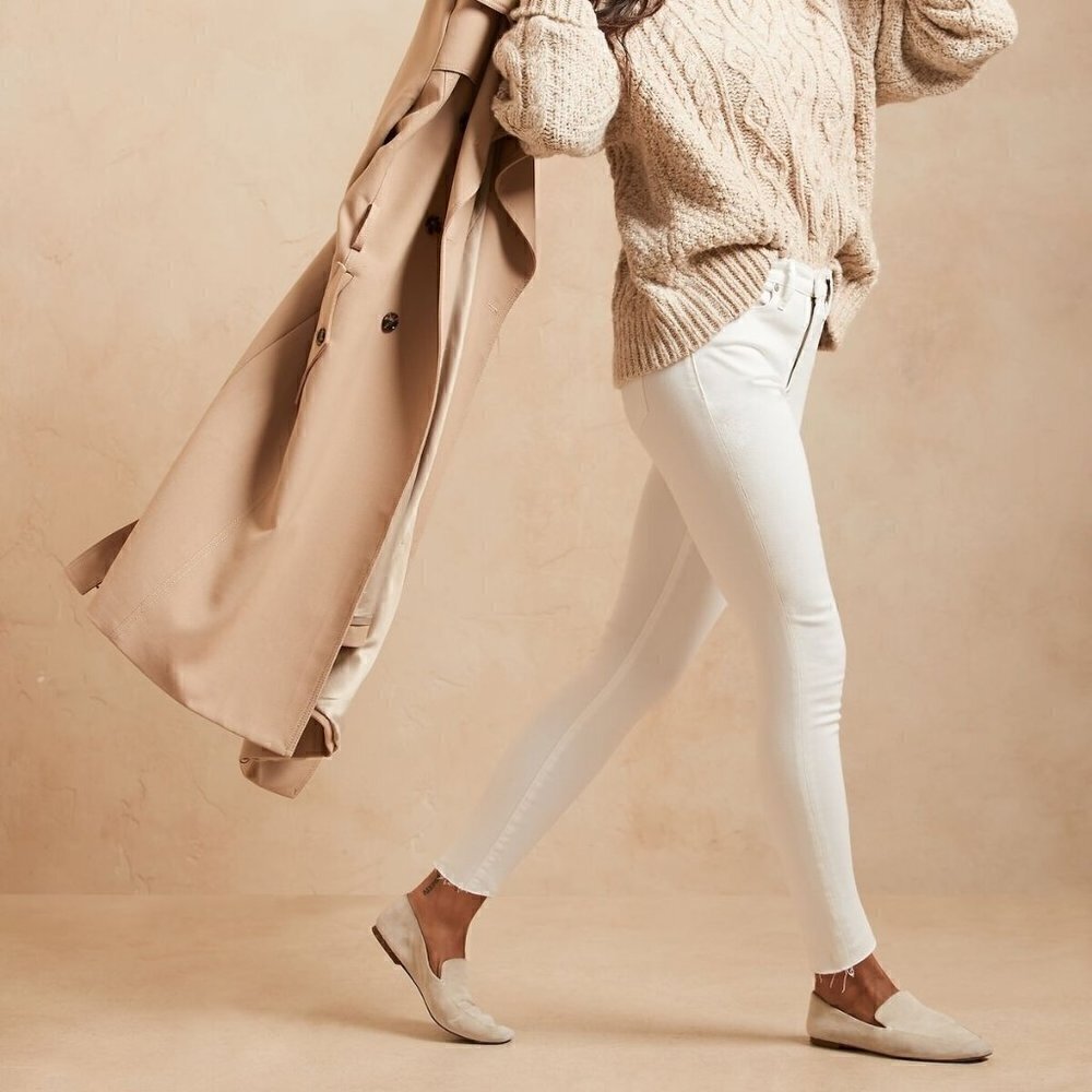 Banana Republic High-Rise SCULPT Skinny Jeans PLUS SIZE 34/18 White MSRP $100